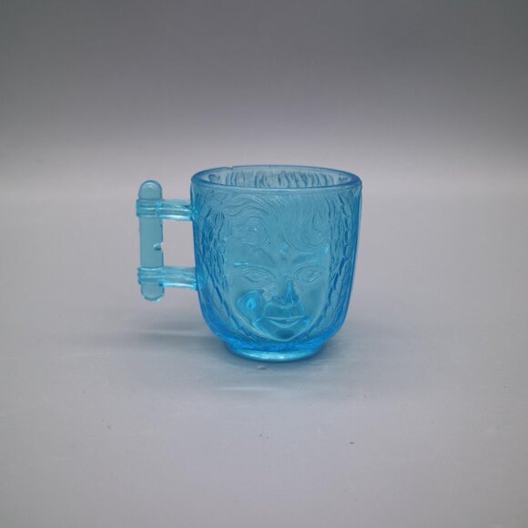 Antique EAPG Columbia Glass Blue Boy and Girl Face Cup Mug - Picture 3 of 6
